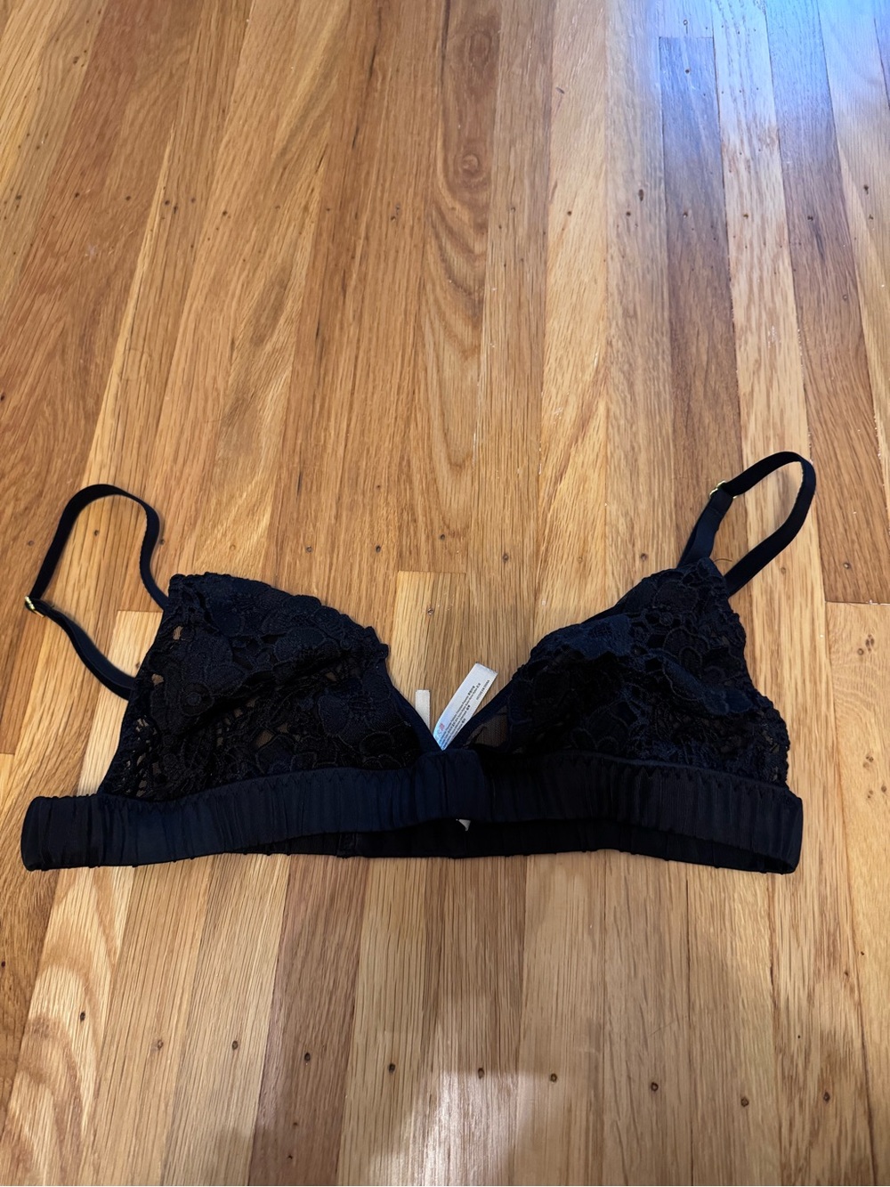 Anthropologie Black Bralette with Lace Florals